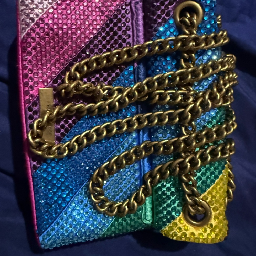 Kurt Geiger Rainbow Crystal-Embellished Chain Crossbody Bag - Picture 3 of 5
